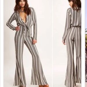 Stone Cold Fox Striped Jumpsuit in Black and White
